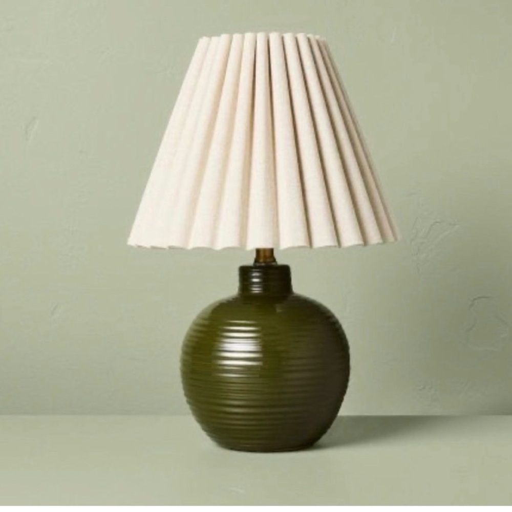 Ribbed Ceramic Table Lamp Green/Oatmeal - Hearth & Hand™ with Magnolia